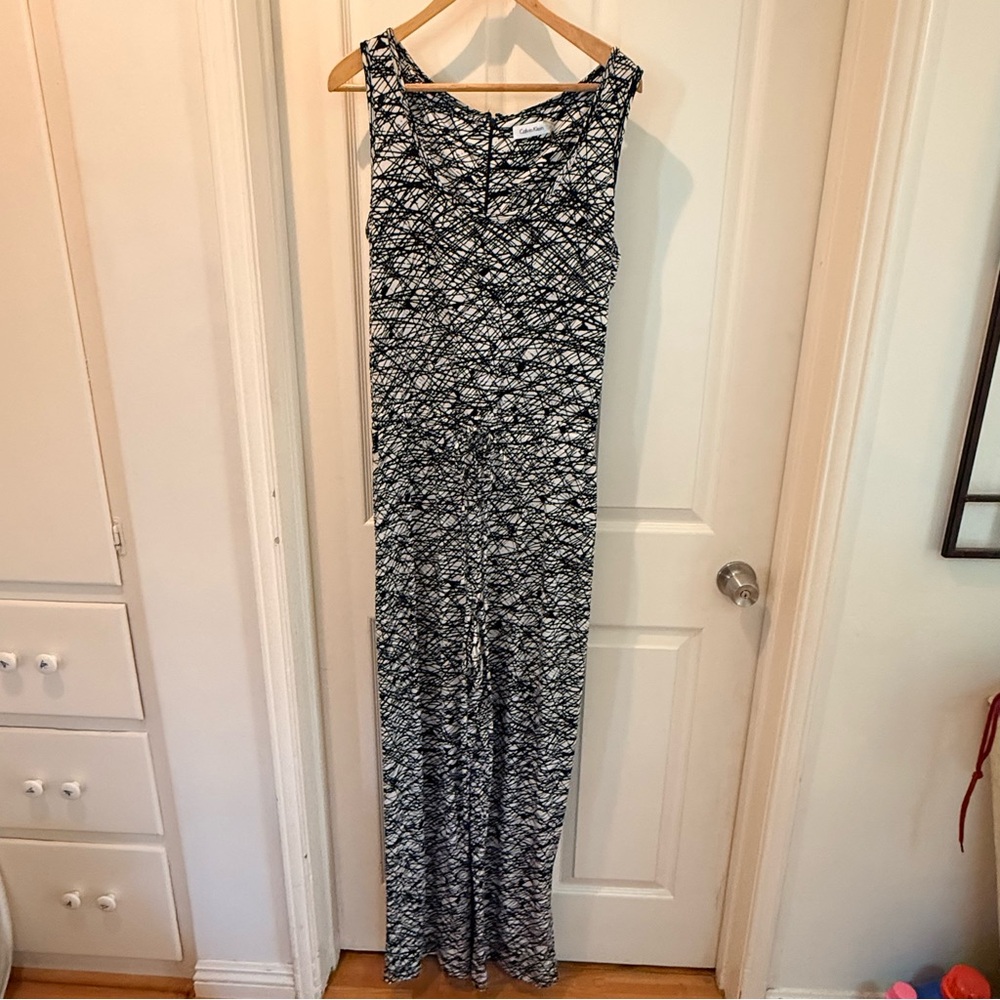 Calvin Klein Black & White Abstract Print Dress